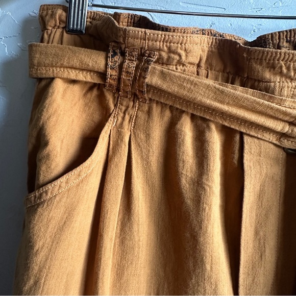 Anthropologie Paperbag Waist Tapered Pants Cotton Boho Cottagecore Tie Belt M - Picture 8 of 12